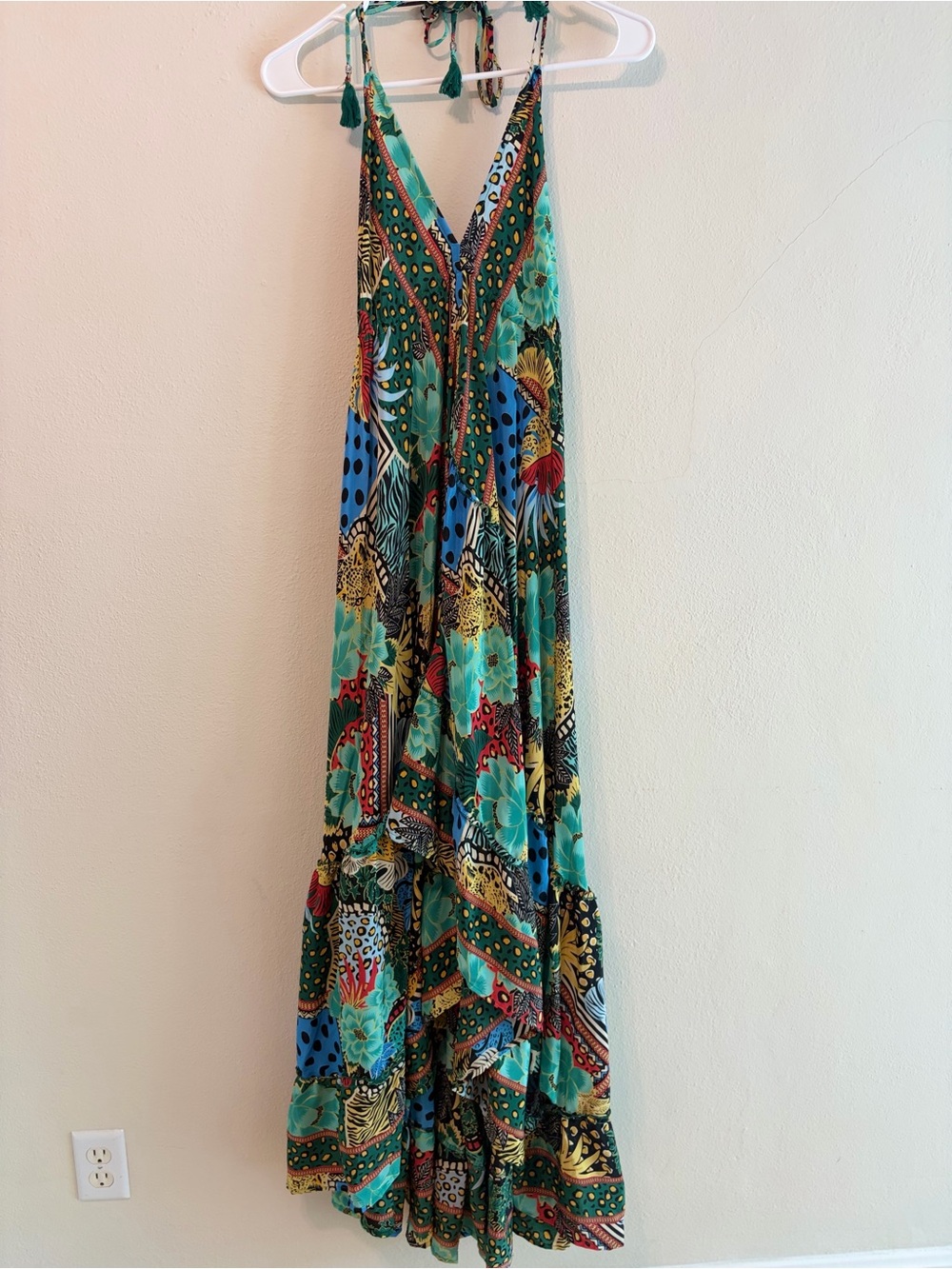 Bohemian Teal Floral Print High-low Maxi Dress - Farm Rio Vibes